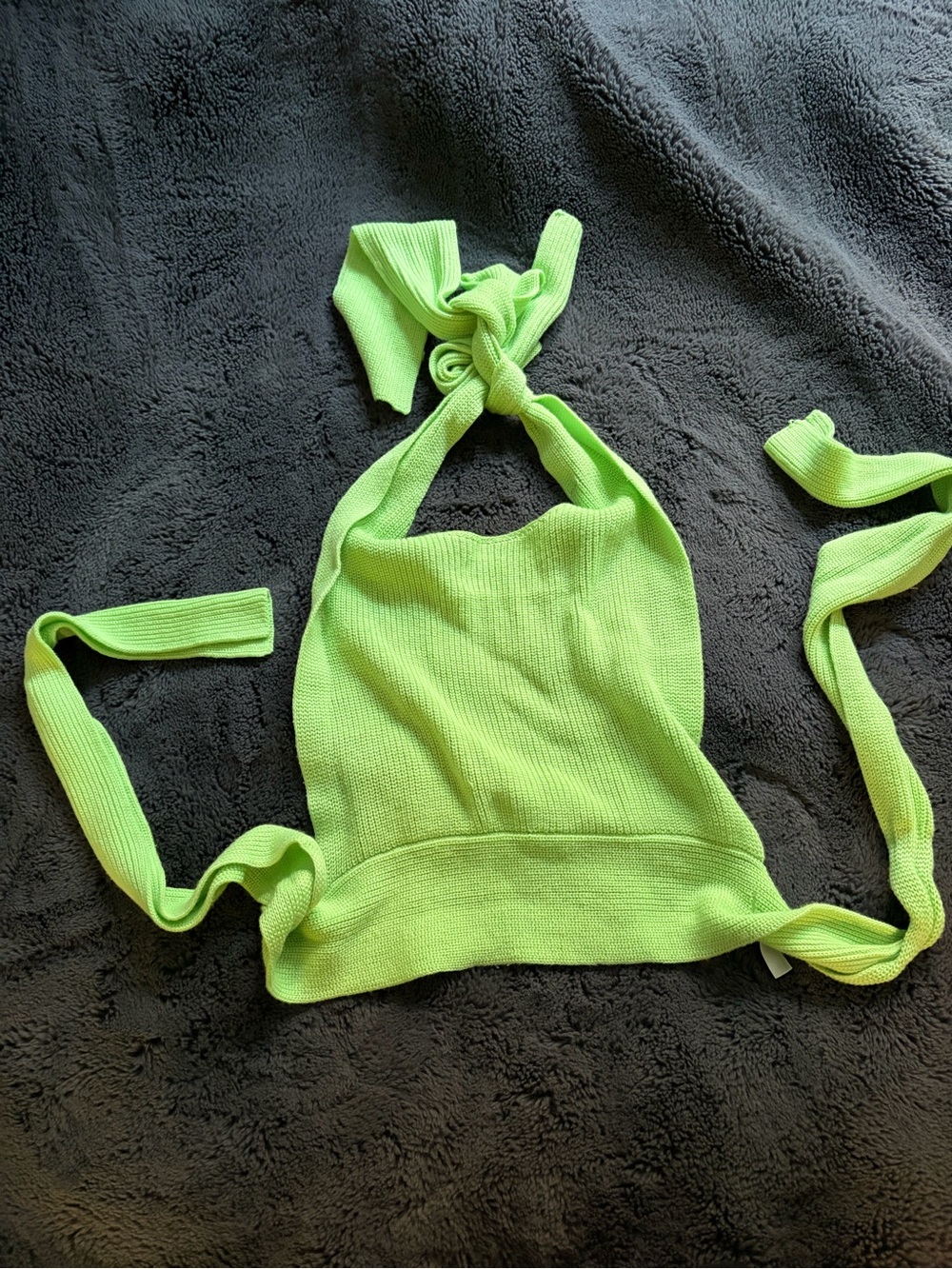 Free people beach Neon Green Knit Tie-Back Women's Halter Top